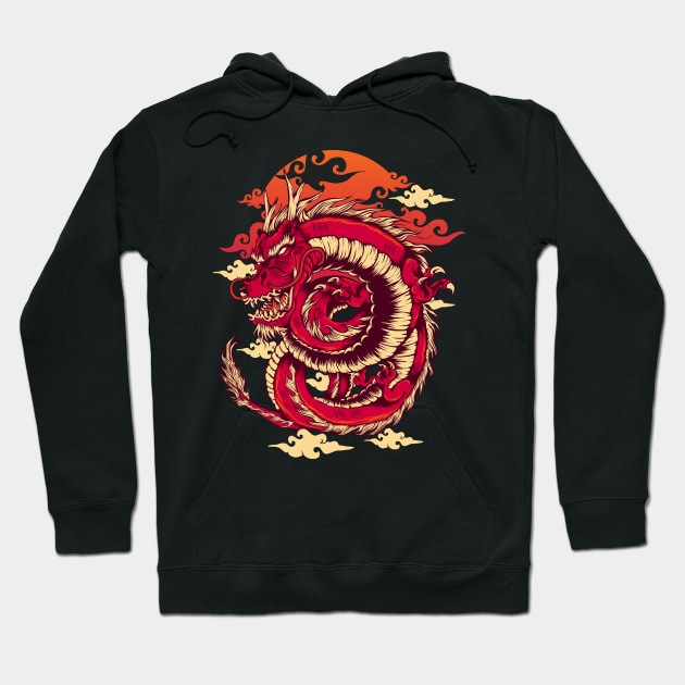 Red Japanese Dragon mythical creature culture history Hoodie by SpaceWiz95